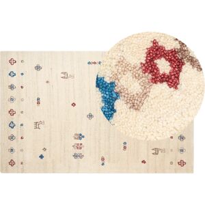 Beliani Wool Gabbeh Area Rug - 140x200cm, Beige, Floral Animal Pattern - Traditional Boho Style Beliani Wool Gabbeh Area Rug - 140x200cm, Beige, Floral Animal Pattern - Traditional Boho Style