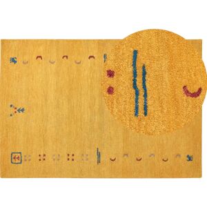 Beliani Wool Gabbeh Area Rug - Yellow 140x200cm - Rectangular Boho Style Beliani Wool Gabbeh Area Rug - Yellow 140x200cm - Rectangular Boho Style