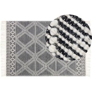 Beliani Wool Area Rug 160 x 230 cm Grey and Off-White - Area Rug Beliani Wool Area Rug 160 x 230 cm Grey and Off-White - Area Rug