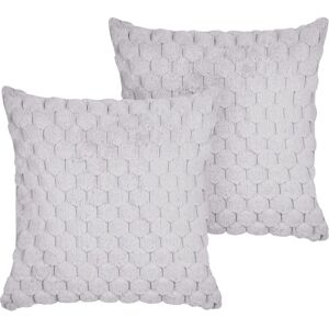 Beliani Light Grey Faux Fur Cushions Set of 2 - Cushions Beliani Light Grey Faux Fur Cushions Set of 2 - Cushions