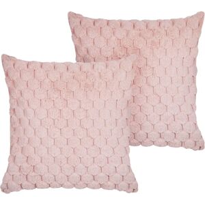 Beliani Pastel Pink Faux Fur Cushions Set of 2 - Cushions Beliani Pastel Pink Faux Fur Cushions Set of 2 - Cushions