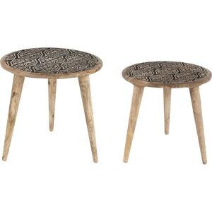 Beliani Set of 2 Light Mango Side Tables - Side Tables Beliani Set of 2 Light Mango Side Tables - Side Tables