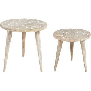 Beliani Set of 2 UDAY White Round Side Tables for Living Room Beliani Set of 2 UDAY White Round Side Tables for Living Room