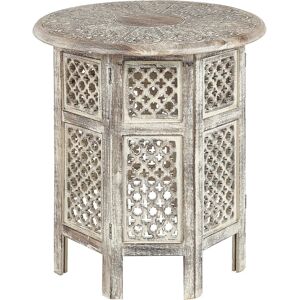 Beliani Light Mango Wood Round Side Table - Traditional Design Beliani Light Mango Wood Round Side Table - Traditional Design