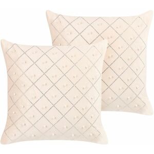 Beliani Set of 2 Cushions Beige Velvet Geometric - Cushions Beliani Set of 2 Cushions Beige Velvet Geometric - Cushions