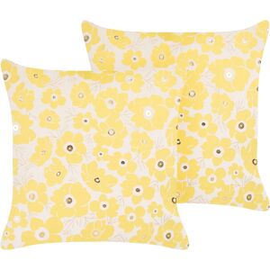 Beliani Set of 2 Velvet Cushions Floral Pattern - Cushions Beliani Set of 2 Velvet Cushions Floral Pattern - Cushions