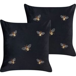 Beliani Set of 2 Decorative Cushions Black Bees Motif - Decor Accessories - 45x45 cm Beliani Set of 2 Decorative Cushions Black Bees Motif - Decor Accessories - 45x45 cm