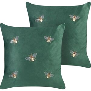 Beliani Green Bees Velvet Cushions Set of 2 - Cushion Type Beliani Green Bees Velvet Cushions Set of 2 - Cushion Type
