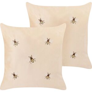 Beliani Set of 2 Decorative Cushions - Bees Motif - 45x45 cm - Velvet Beliani Set of 2 Decorative Cushions - Bees Motif - 45x45 cm - Velvet