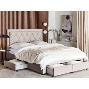 Beliani Storage Bed - Velvet EU King Size Tall Headboard Glam Beliani Storage Bed - Velvet EU King Size Tall Headboard Glam
