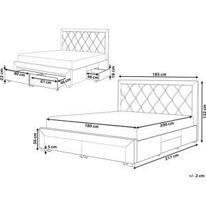 Beliani Storage Bed Light Grey Velvet Upholstery EU King Size - Storage Bed Beliani Storage Bed Light Grey Velvet Upholstery EU King Size - Storage Bed