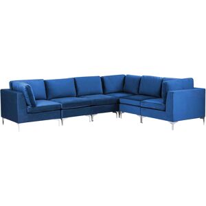 Beliani Left Hand Modular Corner Sofa Blue Velvet 6 Seater - Corner Sofa Beliani Left Hand Modular Corner Sofa Blue Velvet 6 Seater - Corner Sofa