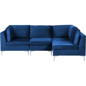 Beliani Left Hand Modular Corner Sofa Blue Velvet - Sofa Beliani Left Hand Modular Corner Sofa Blue Velvet - Sofa