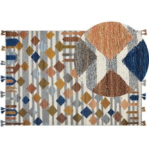 Beliani Wool Kilim Area Rug - Multicolour Geometric Pattern 160x230cm Beliani Wool Kilim Area Rug - Multicolour Geometric Pattern 160x230cm