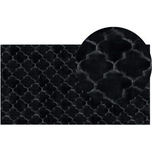 Beliani Faux Rabbit Fur Rug - Black, 80x150cm, Modern Pattern Beliani Faux Rabbit Fur Rug - Black, 80x150cm, Modern Pattern