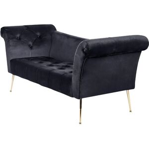 Beliani Nantilly Velvet Black Chaise Lounge - Chaise Lounge Beliani Nantilly Velvet Black Chaise Lounge - Chaise Lounge