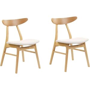 Beliani Wooden Dining Chairs - Retro Design - Light Beige Beliani Wooden Dining Chairs - Retro Design - Light Beige