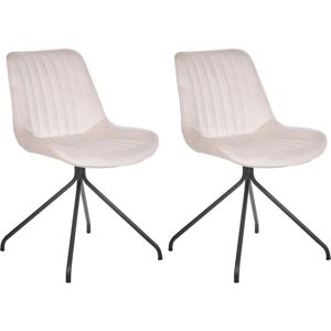 Beliani Navasota Beige Velvet Dining Chairs Set of 2 - Dining Chairs Beliani Navasota Beige Velvet Dining Chairs Set of 2 - Dining Chairs