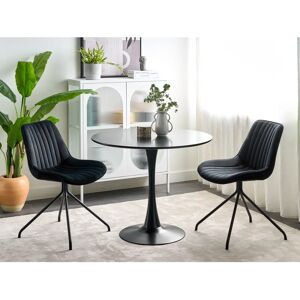 Beliani Set of 2 Black Velvet Dining Chairs - Dining Chairs Beliani Set of 2 Black Velvet Dining Chairs - Dining Chairs