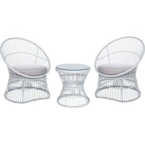 Beliani White MESYNA Rattan Bistro Set - Outdoor Furniture Beliani White MESYNA Rattan Bistro Set - Outdoor Furniture