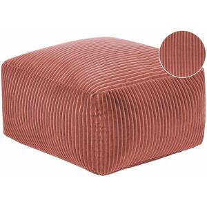 Beliani Pouffe Light Red - Modern Square Fabric Footstool Beliani Pouffe Light Red - Modern Square Fabric Footstool