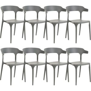 Beliani Hellgraue Gartenstühle Set von 8 - Gartenstühle Beliani Hellgraue Gartenstühle Set von 8 - Gartenstühle