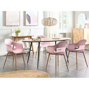 Beliani Set of 2 Pink Scandinavian Dining Chairs - Dining Chairs Beliani Set of 2 Pink Scandinavian Dining Chairs - Dining Chairs