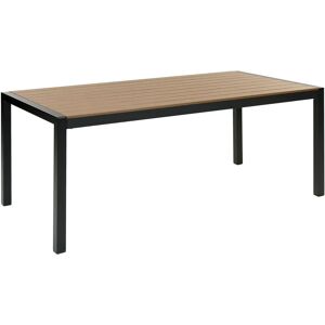 Beliani Garden Table - Light Wood & Black Plastic, 180x90 cm, Modern Design Beliani Garden Table - Light Wood & Black Plastic, 180x90 cm, Modern Design