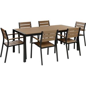 Beliani Garden Dining Set Light Wood-Black VERNIO - Dining Set Beliani Garden Dining Set Light Wood-Black VERNIO - Dining Set