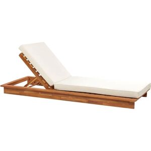 Beliani Garden Sun Lounger Light Wood Acacia with Cushions Low Frame Reclining Backrest - Sun Lounger Beliani Garden Sun Lounger Light Wood Acacia with Cushions Low Frame Reclining Backrest - Sun Lounger