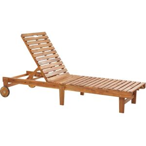 Beliani Garden Sun Lounger Light Wood - Reclining Backrest - Outdoor Furniture Beliani Garden Sun Lounger Light Wood - Reclining Backrest - Outdoor Furniture