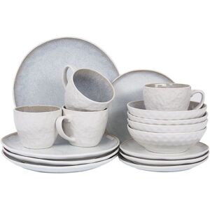 Beliani Light Grey Stoneware Dinnerware Set - 16 Pieces for 4 People Beliani Light Grey Stoneware Dinnerware Set - 16 Pieces for 4 People