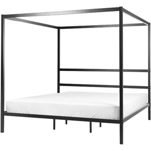 Beliani Canopy Bed Frame Black Metal 180x200 - Bed Beliani Canopy Bed Frame Black Metal 180x200 - Bed