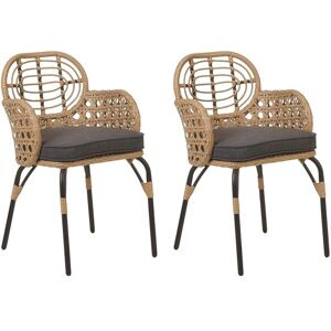Beliani Set of 2 Chairs Natural PE Rattan - Garden Chairs Beliani Set of 2 Chairs Natural PE Rattan - Garden Chairs