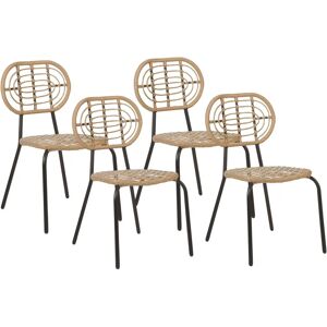 Beliani Set of 4 Chairs - Natural PE Rattan Garden Chairs Beliani Set of 4 Chairs - Natural PE Rattan Garden Chairs