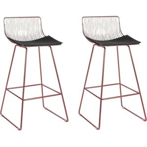 Beliani Rose Gold Metal Bar Chairs Set of 2 - Bar Chairs Beliani Rose Gold Metal Bar Chairs Set of 2 - Bar Chairs