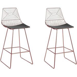 Beliani Set of 2 Rose Gold Metal Bar Chairs - Industrial Style Beliani Set of 2 Rose Gold Metal Bar Chairs - Industrial Style