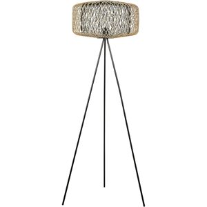 Beliani JAVARI Bamboo Tripod Floor Lamp - Natural Bamboo and Black - 120cm Beliani JAVARI Bamboo Tripod Floor Lamp - Natural Bamboo and Black - 120cm