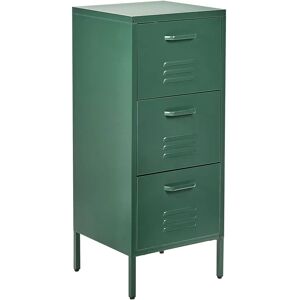 Beliani WOSTOK Metal Storage Cabinet - Dark Green - 3 Drawer Industrial Storage Unit Beliani WOSTOK Metal Storage Cabinet - Dark Green - 3 Drawer Industrial Storage Unit