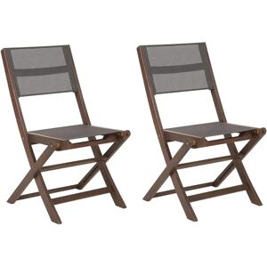Beliani Set of 2 Garden Chairs - Acacia Wood Dark Brown - Garden Chairs Beliani Set of 2 Garden Chairs - Acacia Wood Dark Brown - Garden Chairs