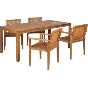 Beliani Garden Dining Set - Acacia Wood, 180x90 cm, 4 Chairs - Outdoor Furniture Beliani Garden Dining Set - Acacia Wood, 180x90 cm, 4 Chairs - Outdoor Furniture