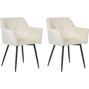 Beliani Set of 2 Dining Chairs Cream Beige Velvet Upholstered Seat - Dining Chair Set Beliani Set of 2 Dining Chairs Cream Beige Velvet Upholstered Seat - Dining Chair Set