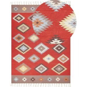 Beliani Cotton Kilim Area Rug - Geometric Pattern, Multicolour, 160x230 cm Beliani Cotton Kilim Area Rug - Geometric Pattern, Multicolour, 160x230 cm