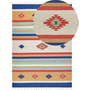 Beliani Cotton Kilim Area Rug 200x300cm Multicolour - Geometric Pattern Beliani Cotton Kilim Area Rug 200x300cm Multicolour - Geometric Pattern