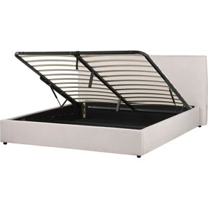 Beliani Ottoman Bed - Off-White Velvet Storage EU King Size Beliani Ottoman Bed - Off-White Velvet Storage EU King Size