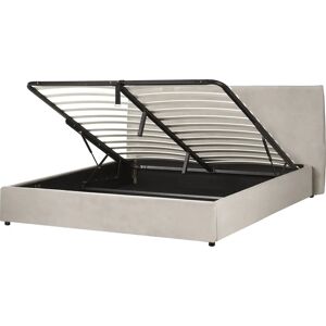 Beliani Taupe Velvet Super King Ottoman Bed with Storage Beliani Taupe Velvet Super King Ottoman Bed with Storage