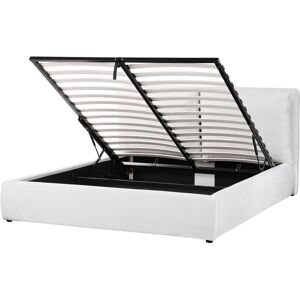 Beliani King Size Ottoman Bed Off-White Velvet - Bed with Storage Beliani King Size Ottoman Bed Off-White Velvet - Bed with Storage