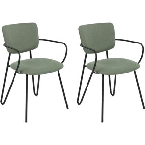 Beliani Set of 2 Dark Green Fabric Dining Chairs - Dining Chairs Beliani Set of 2 Dark Green Fabric Dining Chairs - Dining Chairs