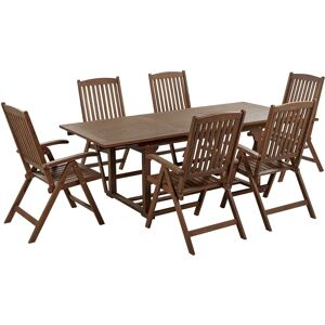Beliani Garden Dining Set Dark Acacia Wood Extending Table 6 Chairs Beliani Garden Dining Set Dark Acacia Wood Extending Table 6 Chairs