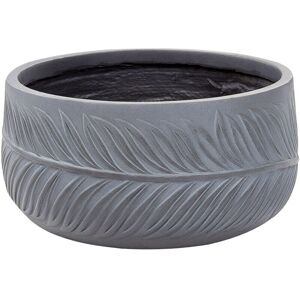 Beliani Plant Pot Grey - Round UV Resistant Leaf Motif - 35x19x35cm Beliani Plant Pot Grey - Round UV Resistant Leaf Motif - 35x19x35cm